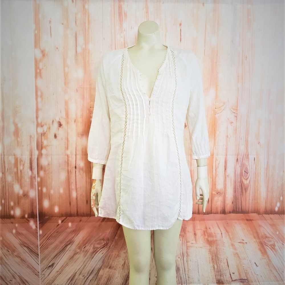 MALVIN HAMBURG GERMANY I LOVE LINEN WHITE TUNIC SM